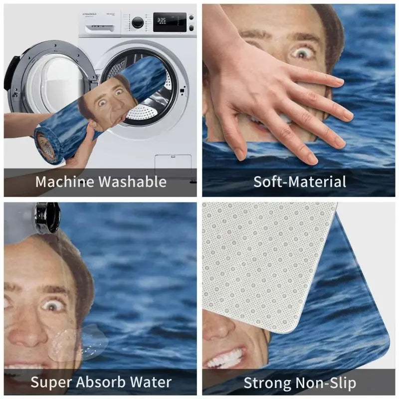 Cage Watch Mat – Hilarious Nicolas Cage Peeking Bath or Door Mat